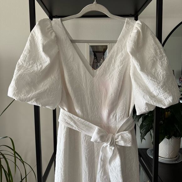 Lilly Pulitzer Kirrabelle Resort White Short Puff Sleeves Wide Leg Jumpsuit 4 - Picture 4 of 13